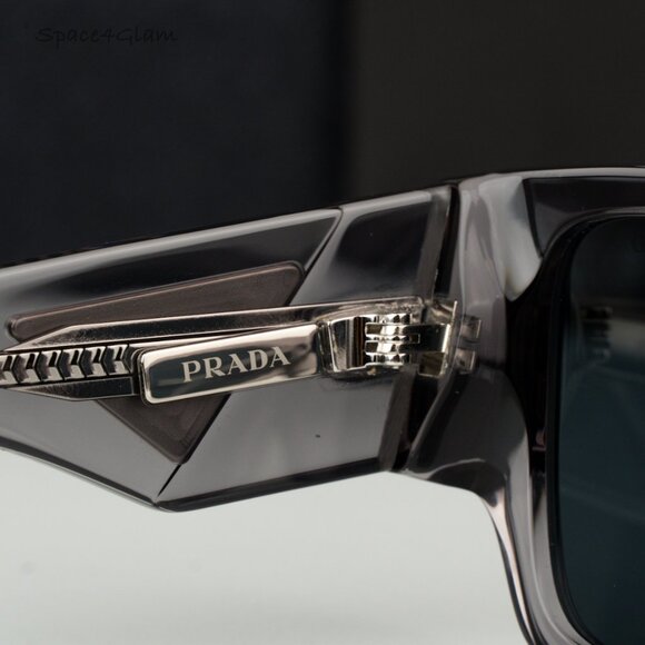BRAND NEW Prada PR10ZS 16Z70B Transparent Asphalt Grey Square Unisex Sunglasses - Picture 7 of 9